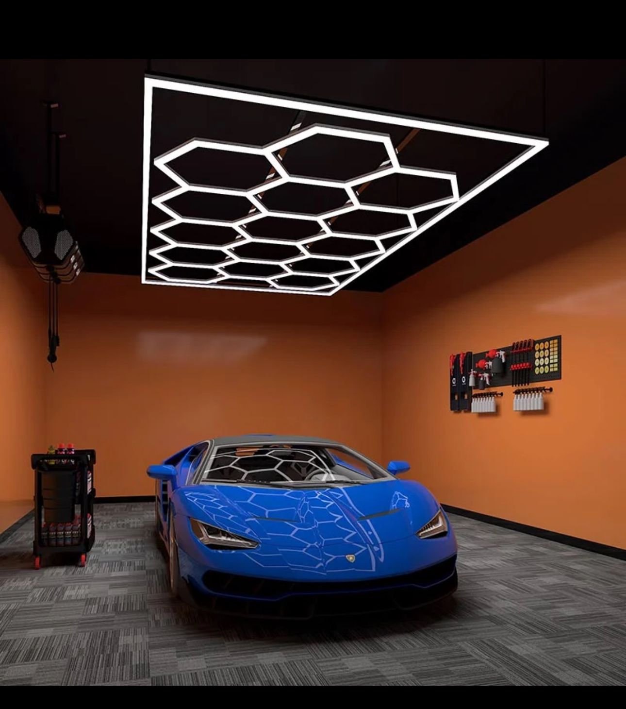 Hexagon Garage Lights 8'x16'- 6500K - 110V, Garage Lights, Barbershop Lights superledplus