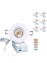 3in LED Gimbal Downlight Retrofit Trim, 8W, 5CCT Selectable, AC 120V, 6 Pack