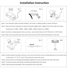 3in LED Gimbal Downlight Retrofit Trim, 8W, 5CCT Selectable, AC 120V, 6 Pack