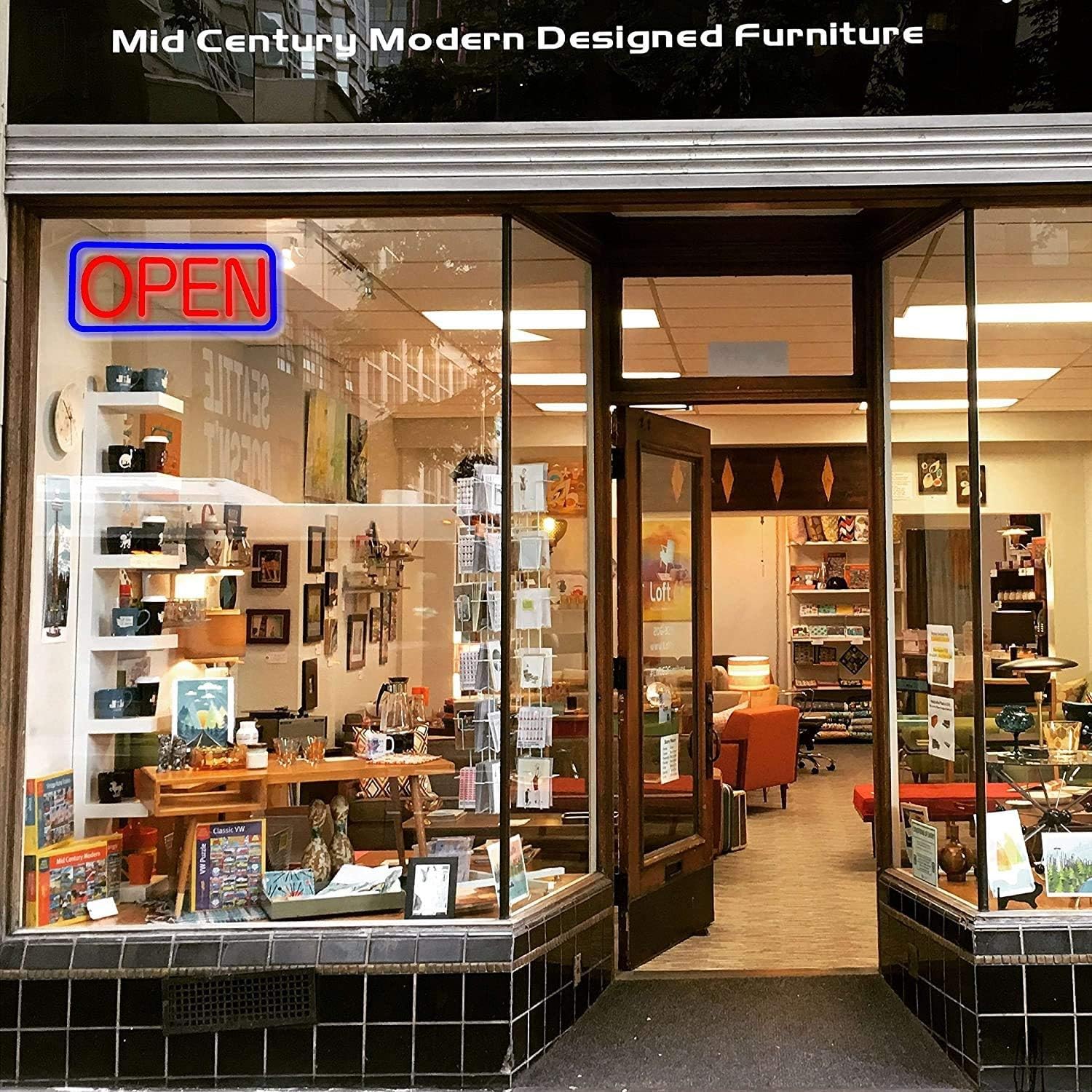 OPEN Neon Sign red/blue 21"x9" comes with a remote. Led Plus