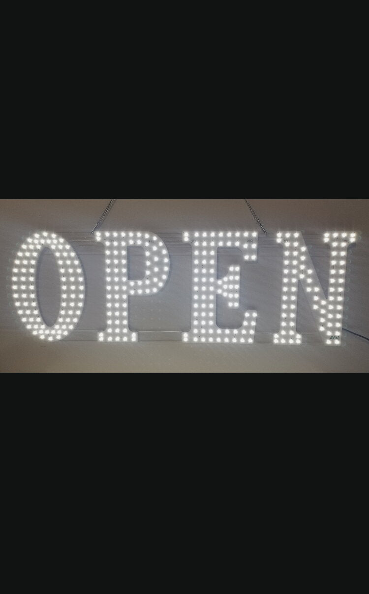 LED "OPEN" Sign (10″X30″) White My Store