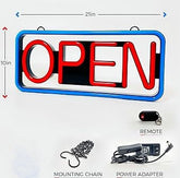 OPEN Neon Sign red/blue 21"x9" comes with a remote. Led Plus