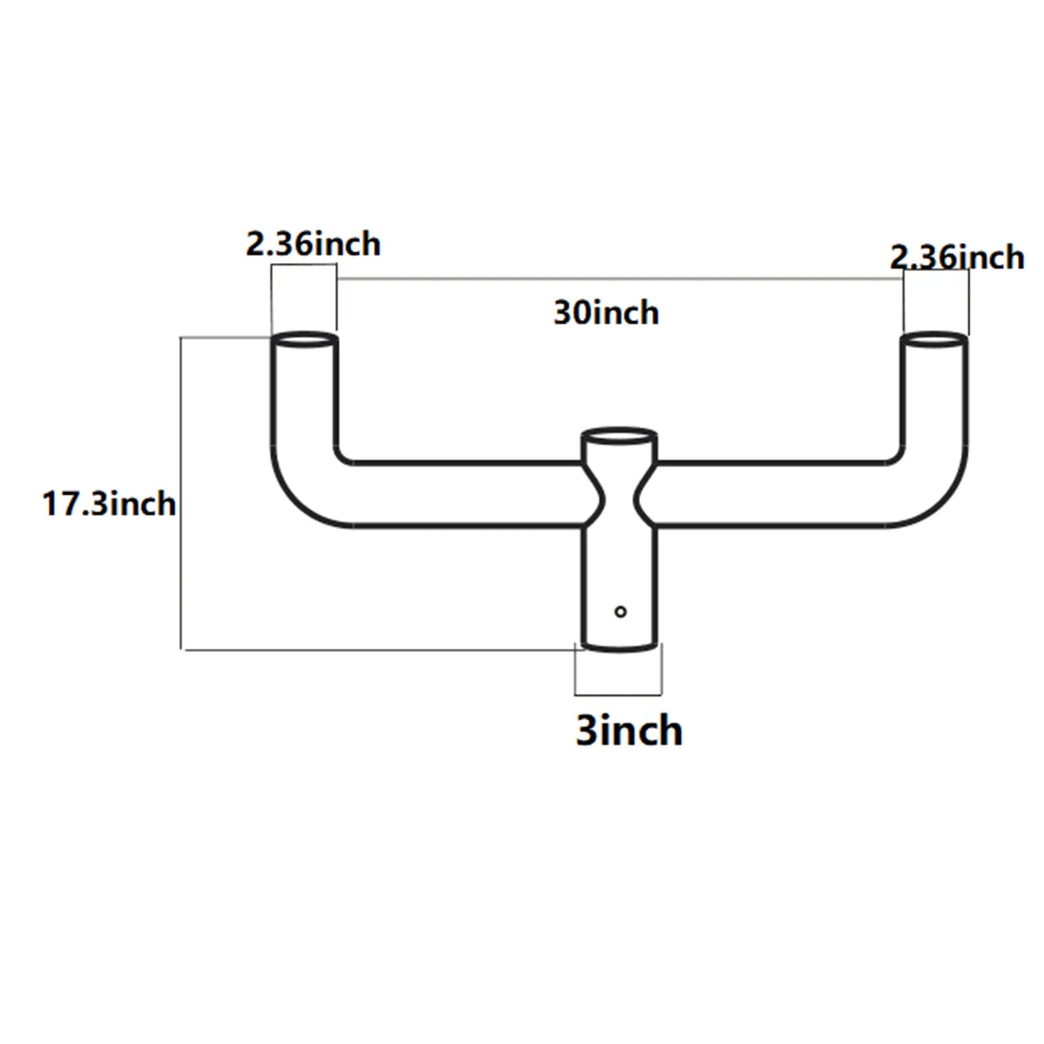 180 Degree Round Double Bullhorn Tenon for 2 fixtures |