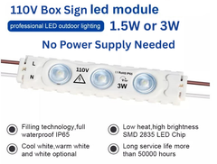 3W LED Module, 120V, Cool White, Warm White, Red, Green, Blue, Purple Options, Sign Lighting Module