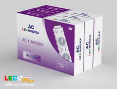 3W LED Module, 120V, Cool White, Warm White, Red, Green, Blue, Purple Options, Sign Lighting Module