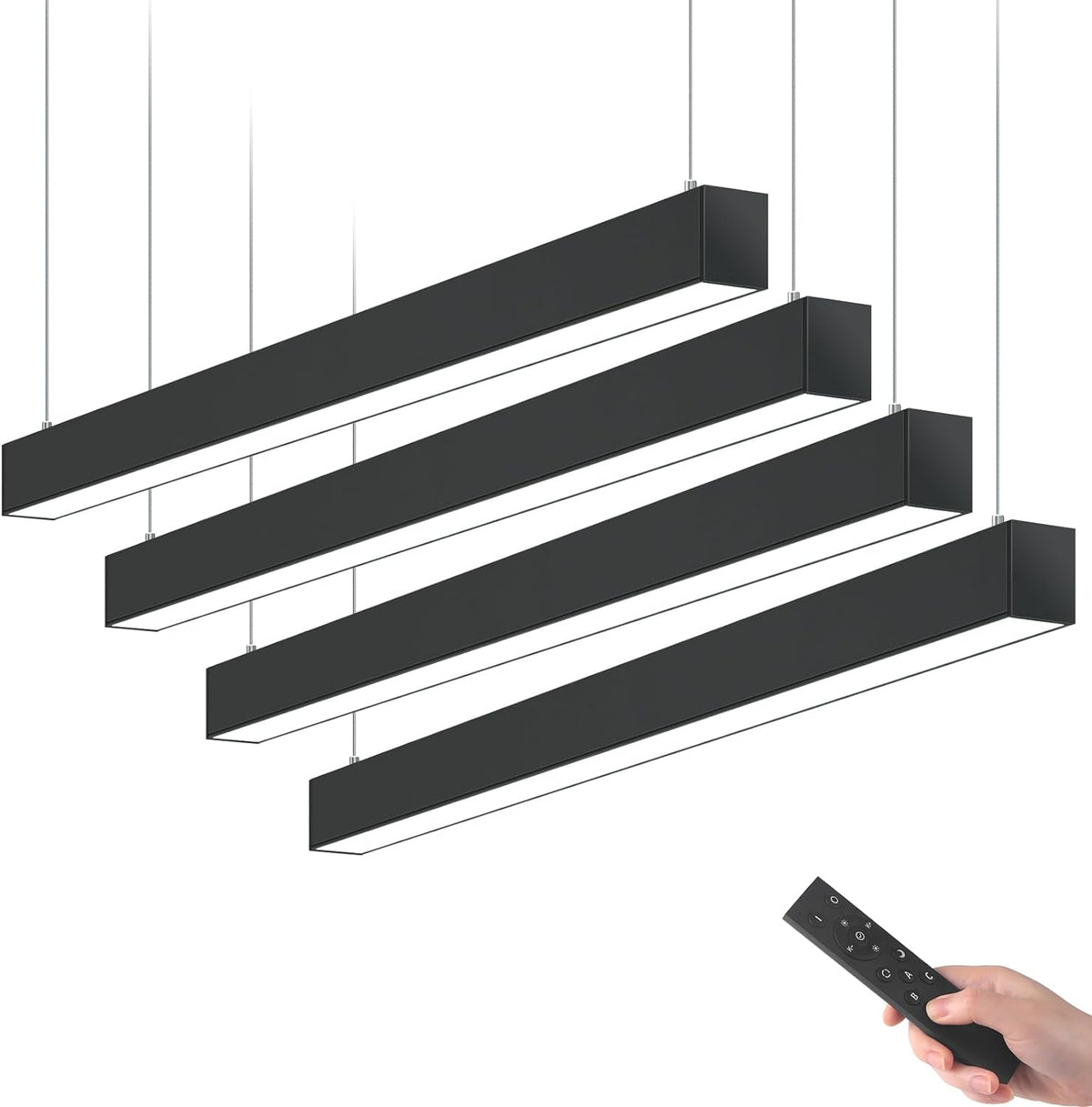 4FT Linear Light BAR with Remote,45W,3000K to 6000K,4 Packs,Black Led Plus