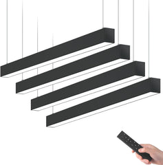 4FT Linear Light BAR with Remote,45W,3000K to 6000K,4 Packs,Black Led Plus