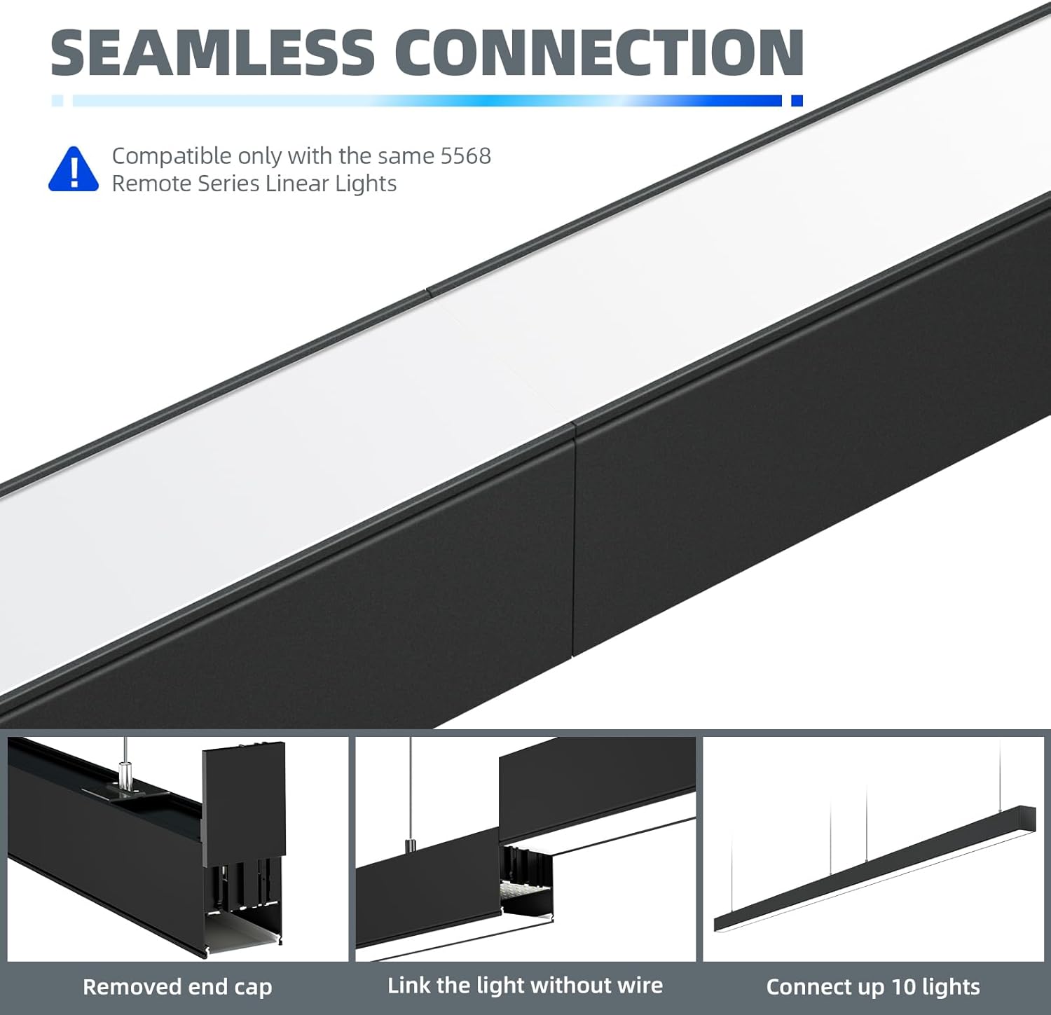 4FT Linear Light BAR with Remote,45W,3000K to 6000K,4 Packs,Black Led Plus