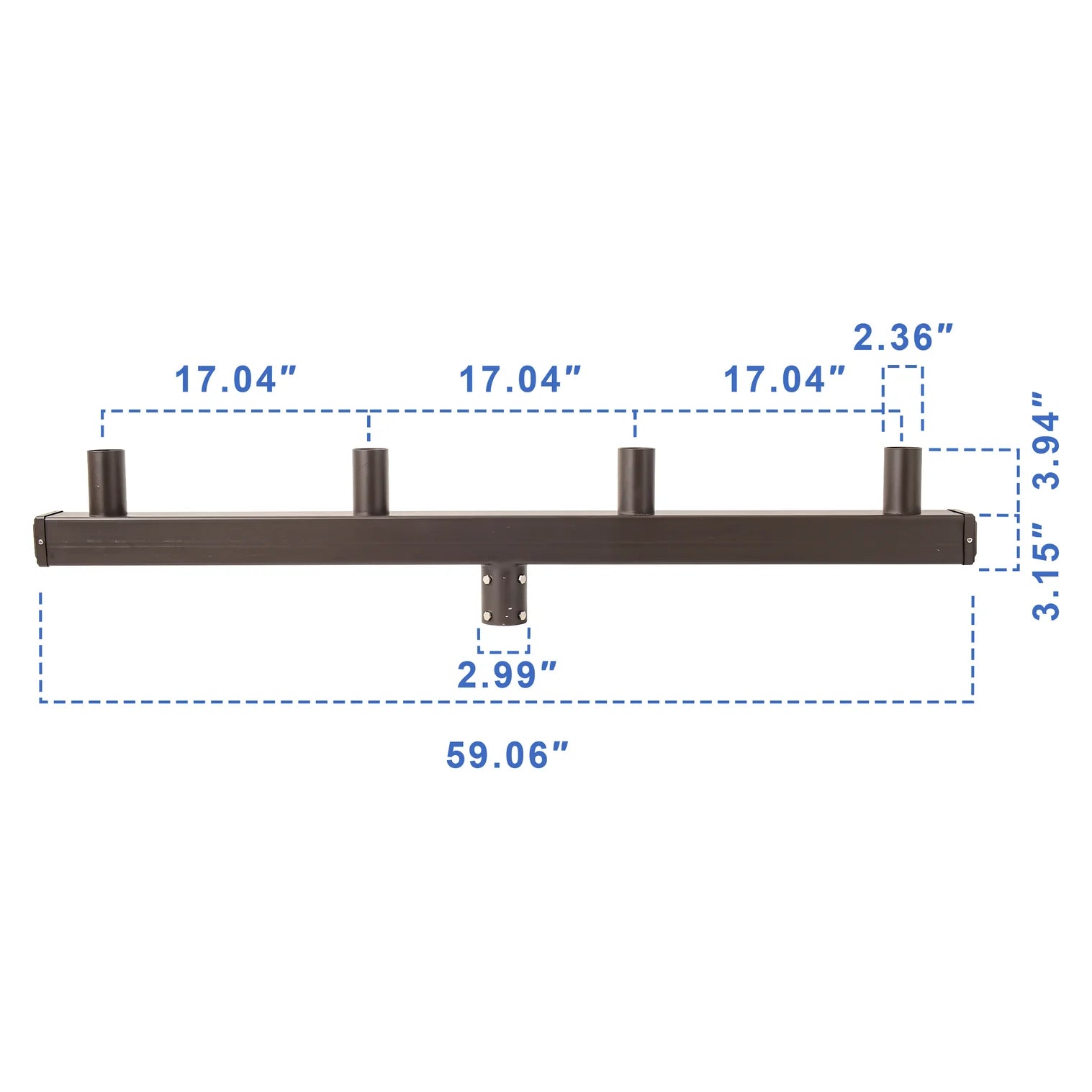 180° Quad Bullhorn Mount, Low Profile, Fits 4 Fixtures with 2-3/8" Tenons