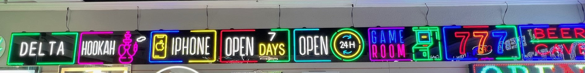 Assorted Neon Signs 30" with power supply and chain/ Business Window Signs