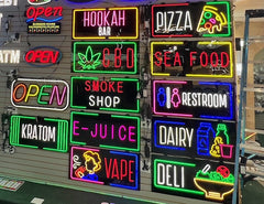 Assorted Neon Signs 30" with power supply and chain/ Business Window Signs