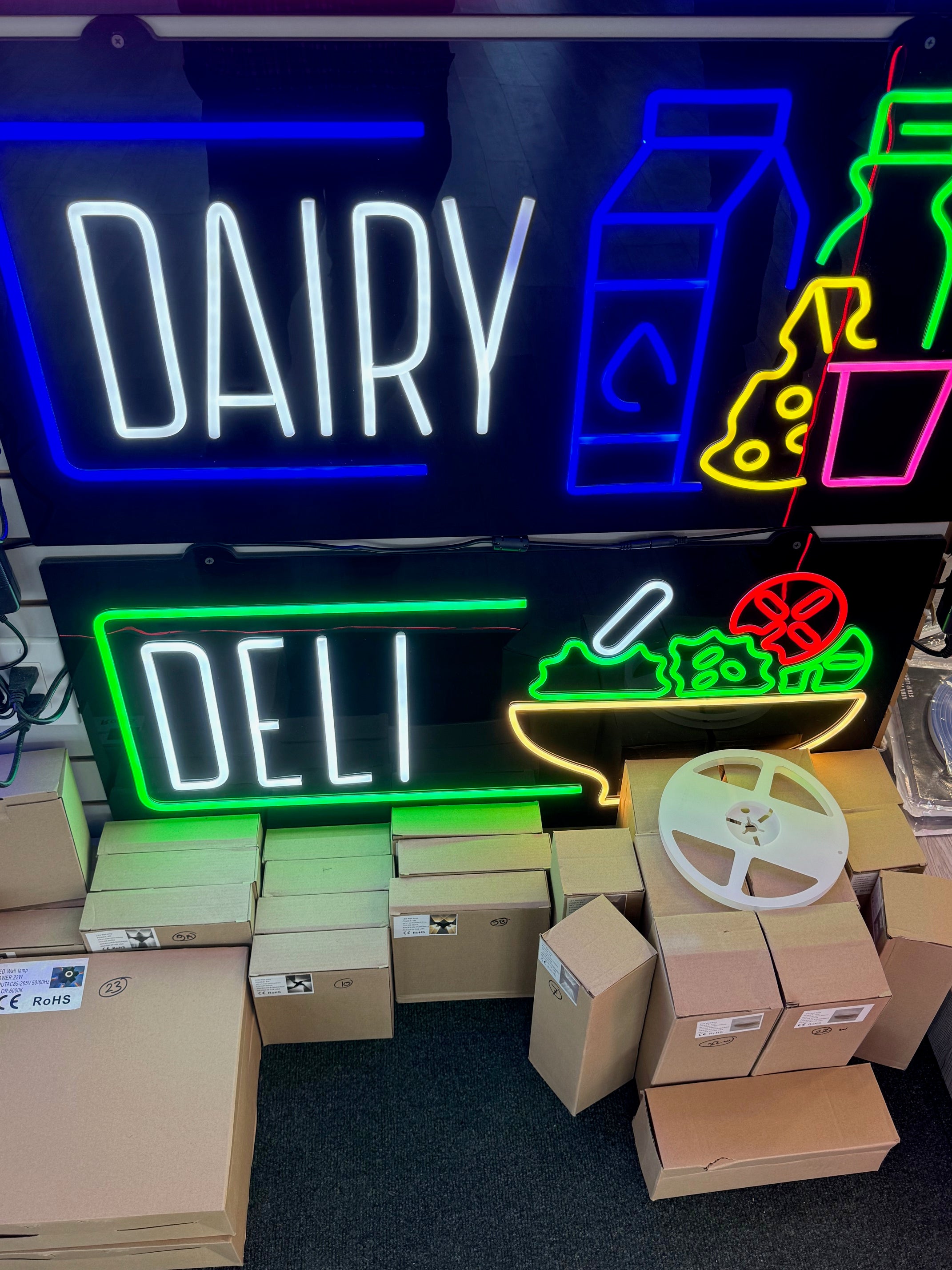 Assorted Neon Signs 30" with power supply and chain/ Business Window Signs