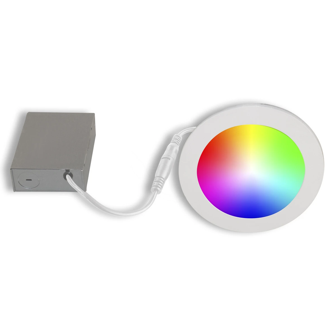 Smart WiFi Recessed Light – 4" 9W RGB+White LED Fixture, 60W Equivalent, Phone App Control, Alexa Google Assistant Compatible
