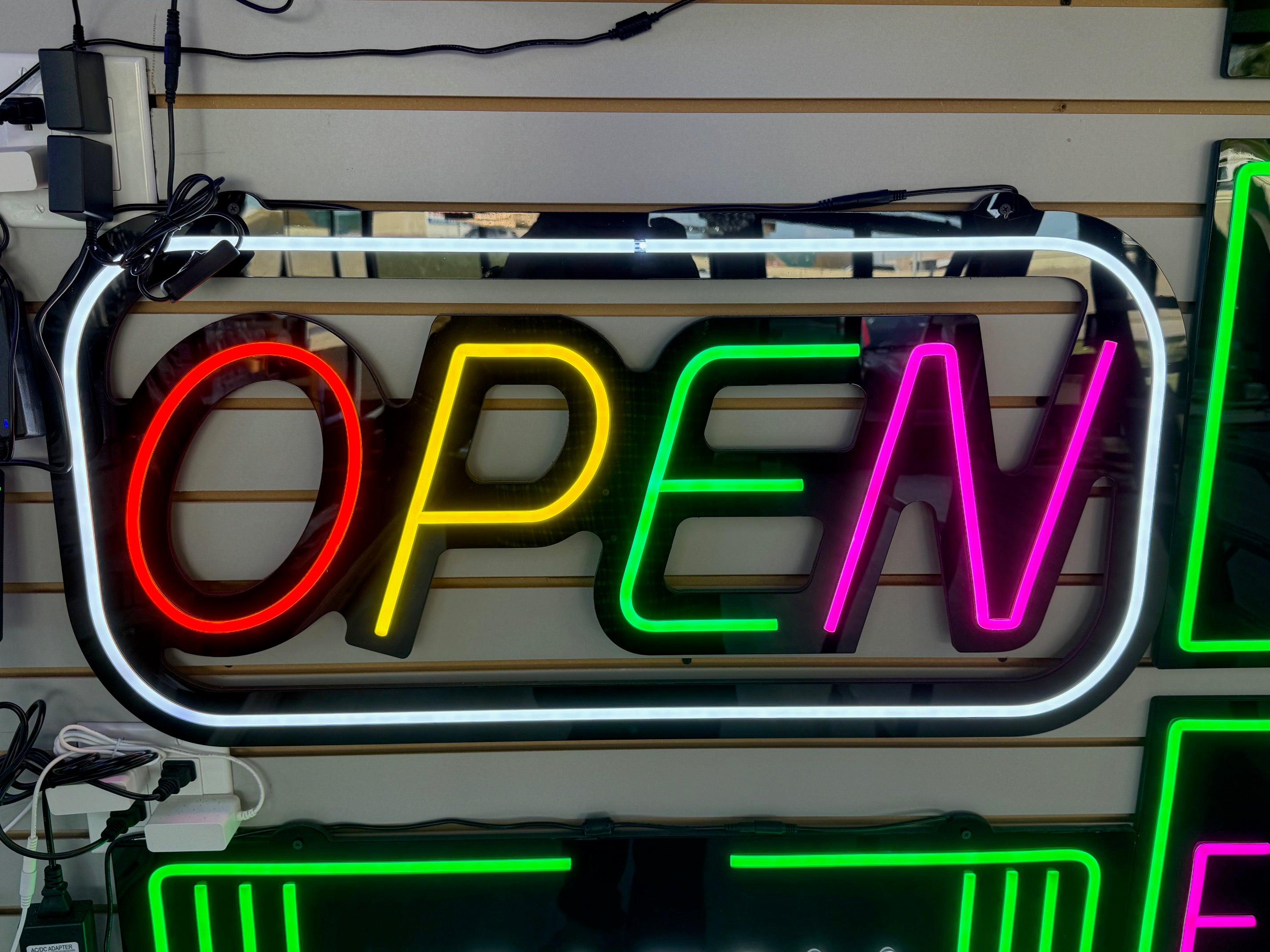 Assorted Neon Signs 30" with power supply and chain/ Business Window Signs