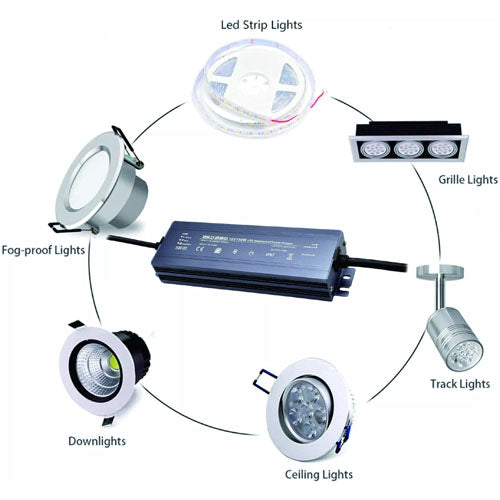 100W Outdoor LED Power Supply, 12V/24V DC, Non-Dimmable, IP67 Waterproof Driver