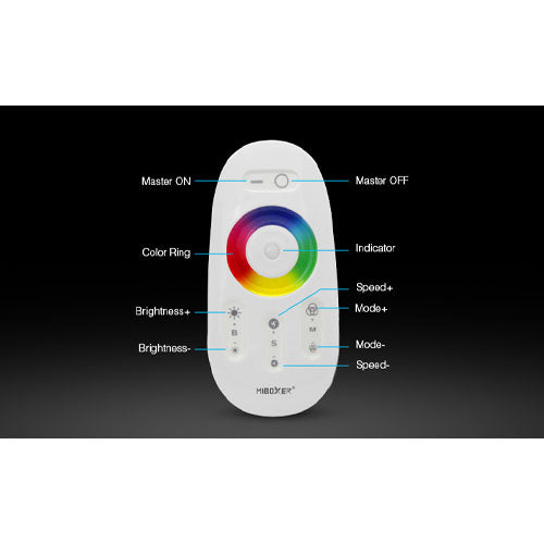 FUT025 RGB LED Controller with Remote, 12V-24V, Wireless 2.4GHz, Smart Strip Light Control System