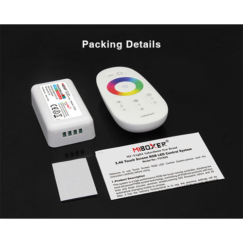 FUT025 RGB LED Controller with Remote, 12V-24V, Wireless 2.4GHz, Smart Strip Light Control System