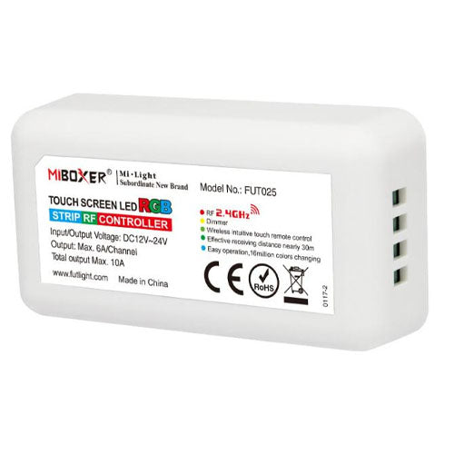 FUT025 RGB LED Controller with Remote, 12V-24V, Wireless 2.4GHz, Smart Strip Light Control System