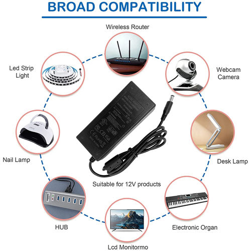 7A 84W 12V Power Supply Adapter | LED Strip Light Driver | AC to DC Converter