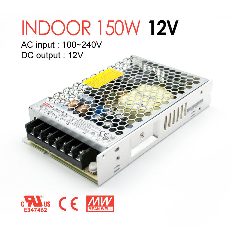 Meanwell 150W 12V Indoor Power Supply | LRS Series LED Driver | Compact Size