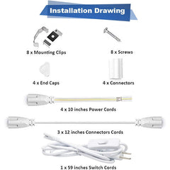 T5 8FT Integrated LED Tube Light | 60W | Clear Cover | 6500K | Strip Fixture