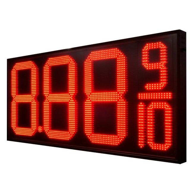 LED Gas Price Sign Red – Outdoor Display with Wireless Remote Control, Multiple Sizes (12" to 32"), Weatherproof Digital Signboard