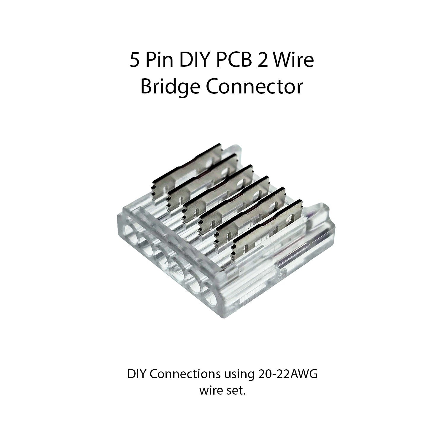 5-Pin RGBW LED Strip Connector, PCB to Wire, Solderless for 12mm RGBW Light Strips, DIY Lighting Accessory