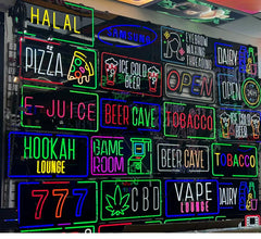 Assorted Neon Signs 30" with power supply and chain/ Business Window Signs