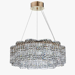 Tiered Crystal Flower Wave Chandelier Gold/Silver – LED Flush Mount Light, Polished Chrome/Gold, Adjustable 110-240V, UL Certified, Luxury Modern Ceiling Light for Living Room, Dining Room